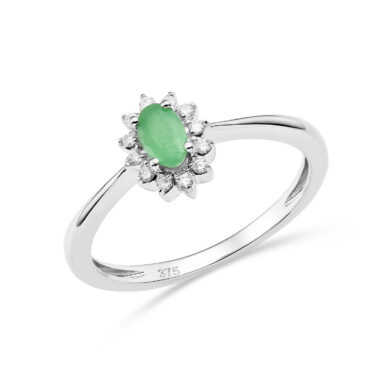 Ring 9KT (375) White Gold Natural Emerald